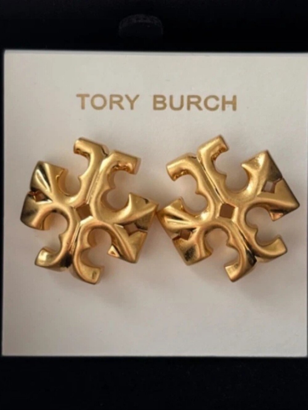 Tory Burch Gold Logo Clip Earrings
